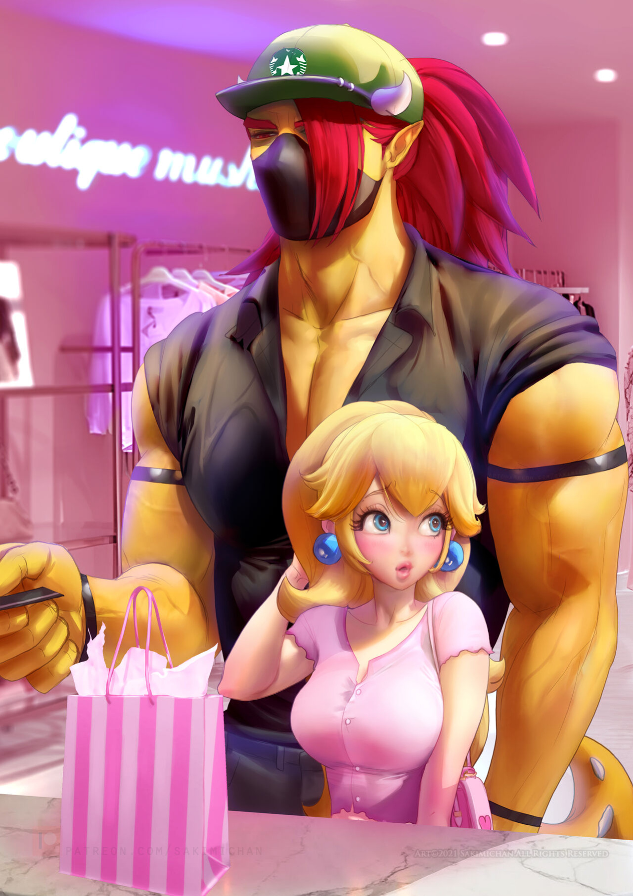 [Sakimichan] Princess Peach Dress Shopping (No Futa)