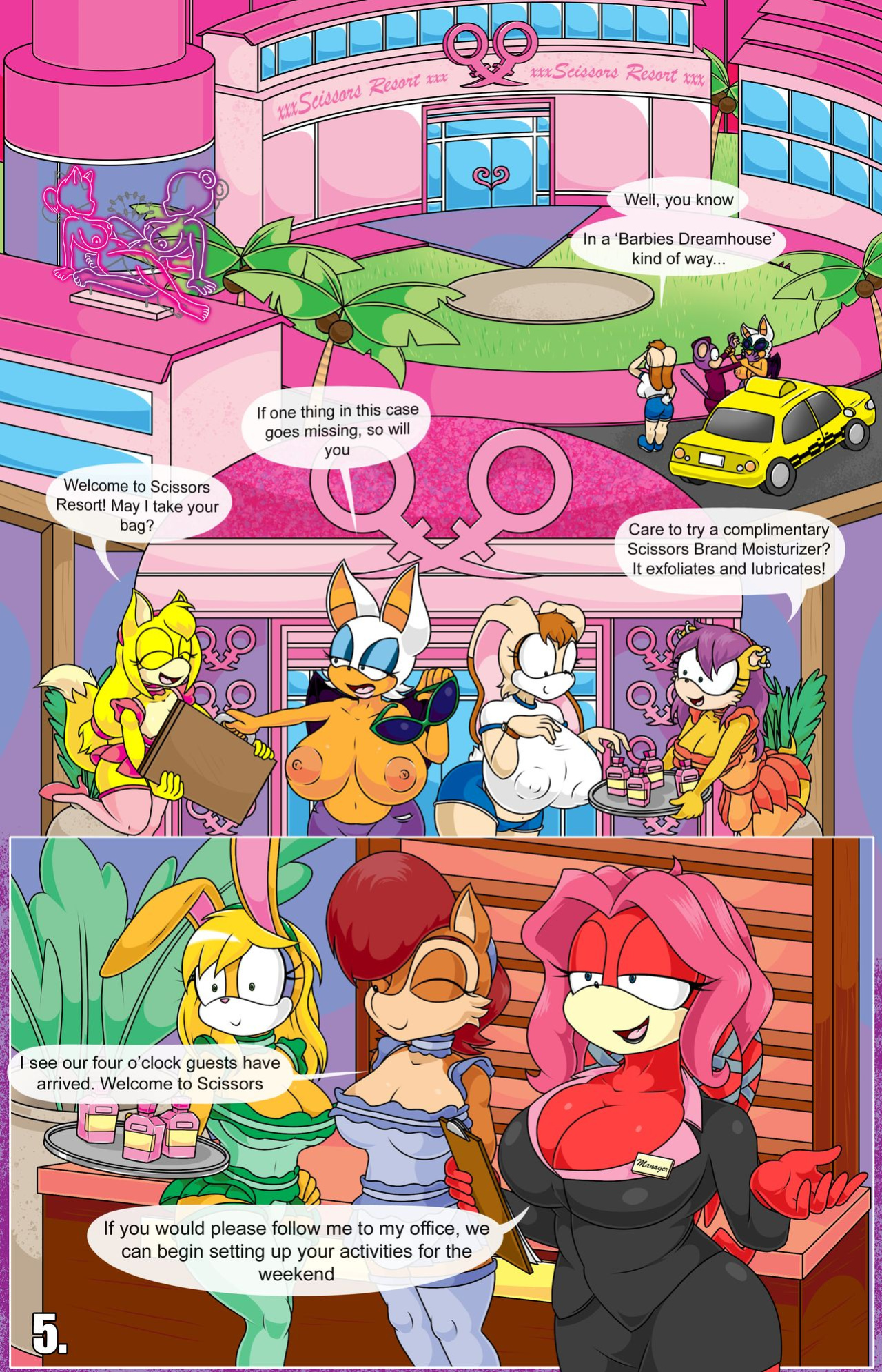 Rouge and Vanilla in: Scissors Resort (Sonic The Hedgehog) + Epilogue