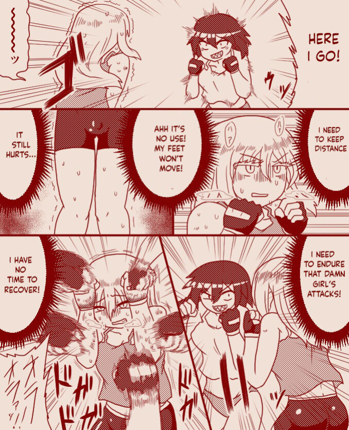 A futanari girl gets her balls hurt during body check