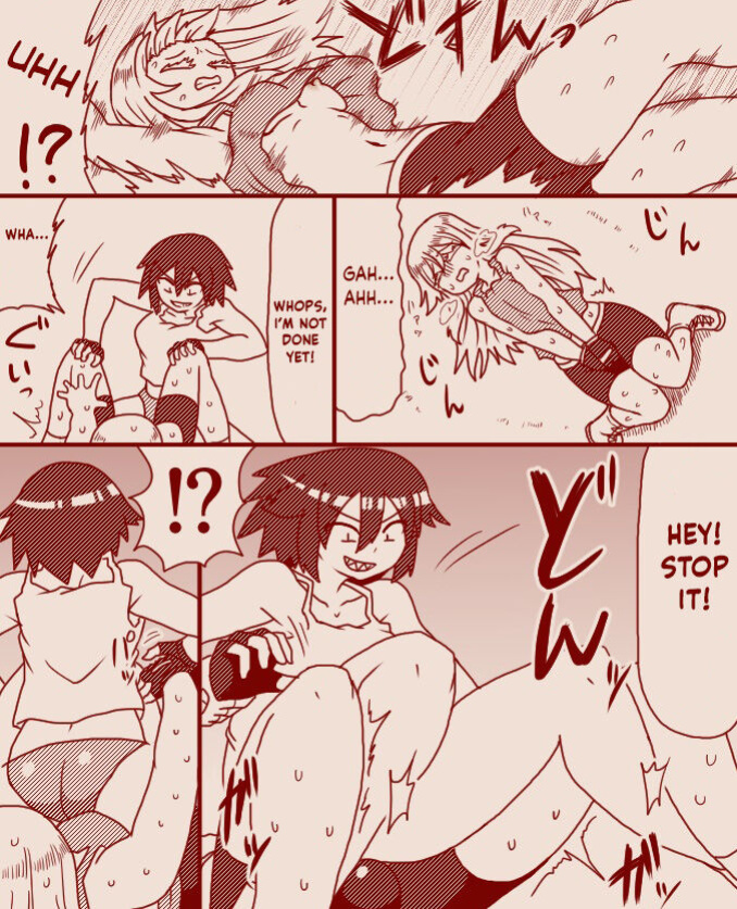 A futanari girl gets her balls hurt during body check
