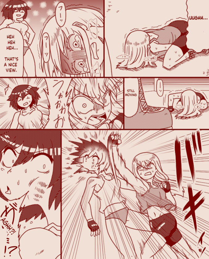A futanari girl gets her balls hurt during body check