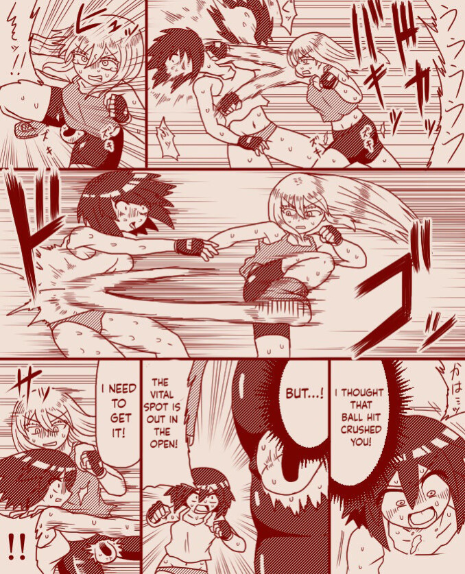 A futanari girl gets her balls hurt during body check