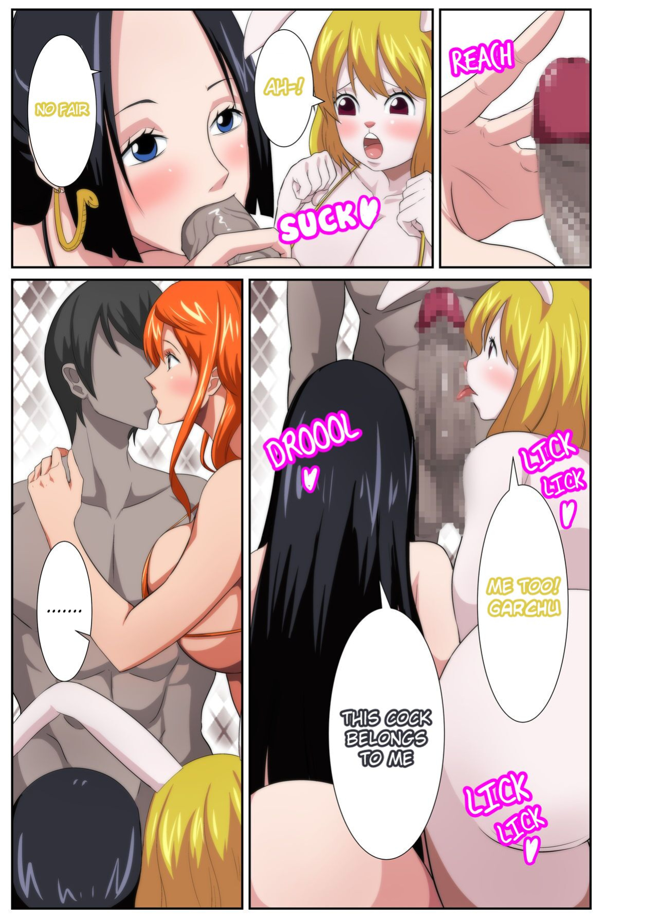[Q Doujin] Bakunyuu Heroine no Harem Rakuen | Big Breasted Heroine Harem Paradise (One Piece)