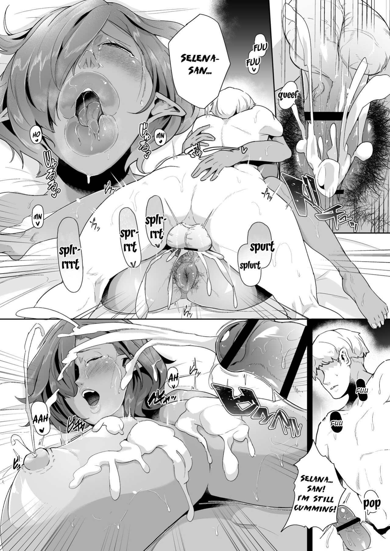 [Noumusai (Miyashiro Yousuke)] Mucchiri Dekachichi Dark Elf no Oba-san to Icha Love Fudeoroshi Seikatsu | Lovey-dovey Devirginization Life with a Big Titty Middle Aged Dark Elf Woman [Hairy Version]