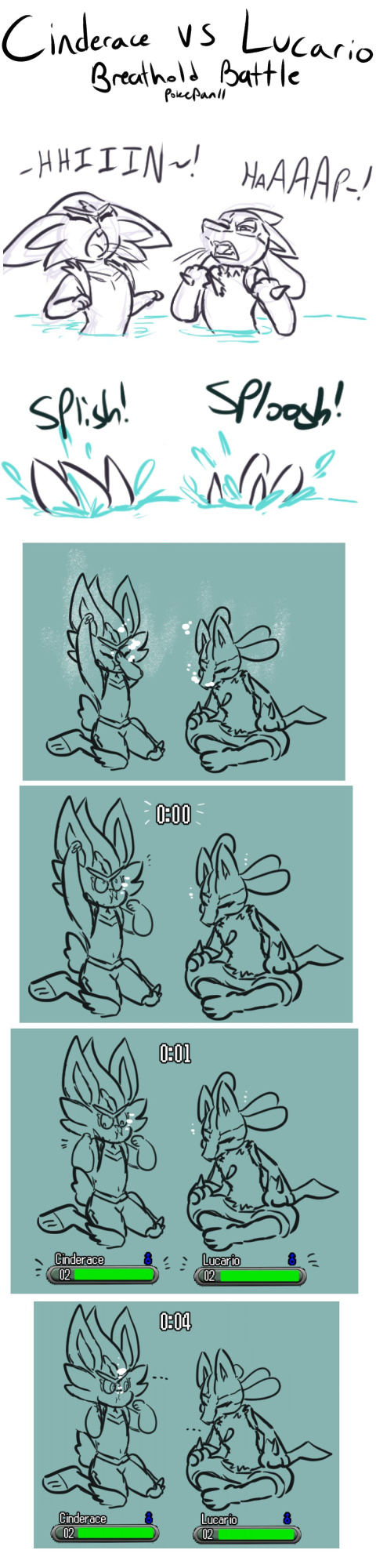 [SirenQueenPan (Pokepan11)] Cinderace VS Lucario! Breathhold Battle!