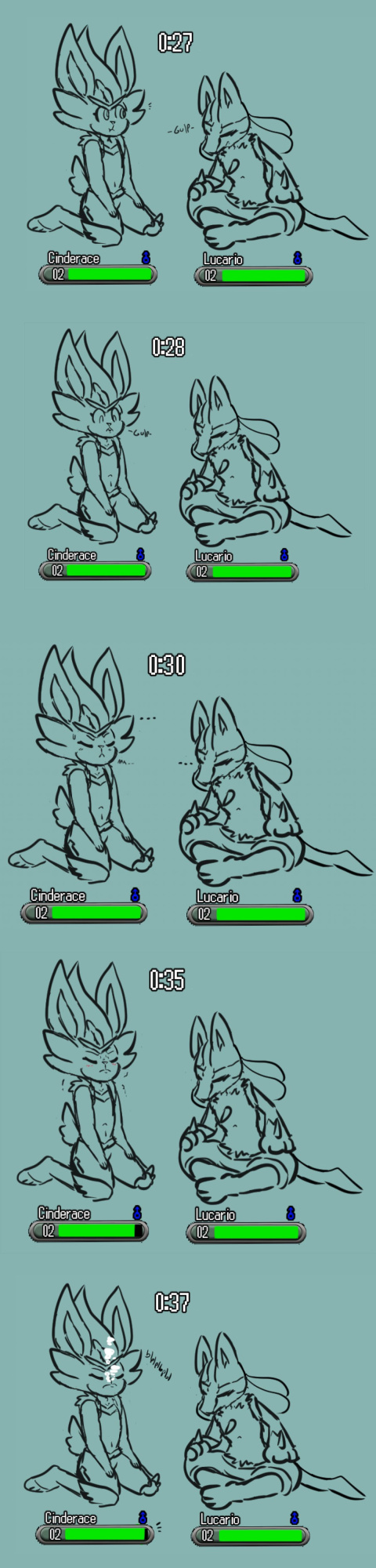 [SirenQueenPan (Pokepan11)] Cinderace VS Lucario! Breathhold Battle!