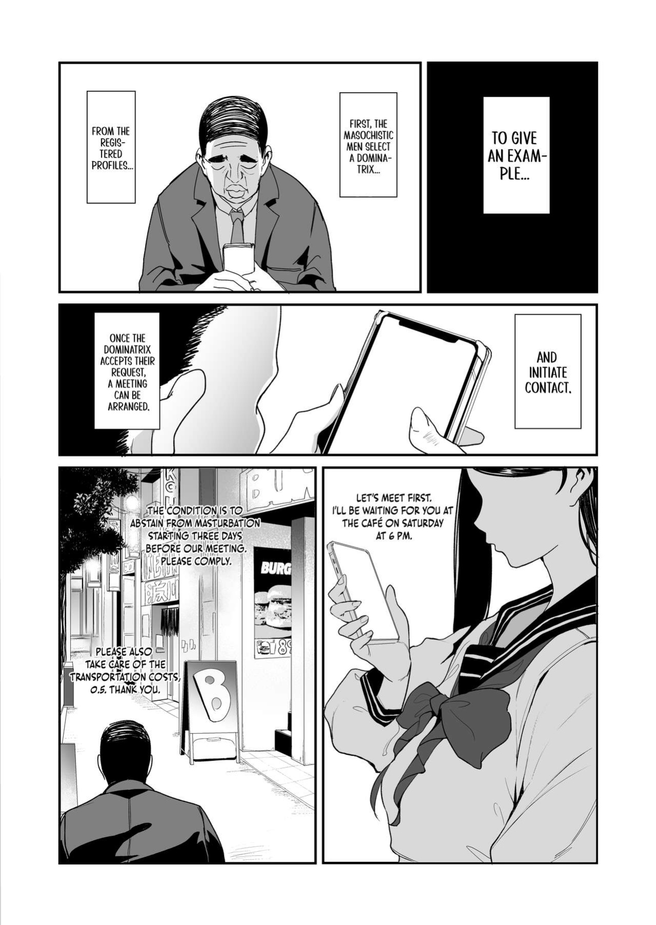 [SOUND MILK (Otochichi)] Mazo Katsu -Apuri de Joō-sama o Sagashite Chōkyō Sareru Mazo Otoko-tachi- | Masochistic Life -Masochistic Men searching for and being trained by Dominatrix through an App- [Part1] [Castle TL]