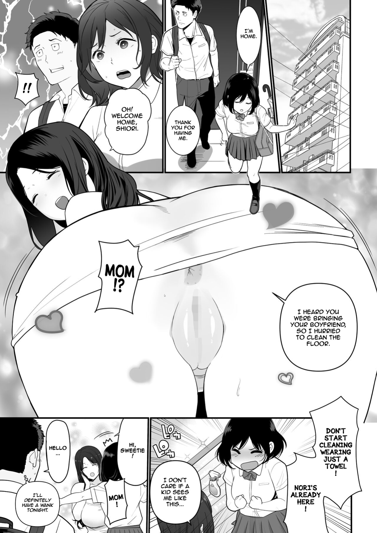[Nagaremono (Ando Ryu)] Kanojo no Mama ga H Sugite Gaman Dekinai | My Girlfriend's Mom is too Lewd, so I couldn't Hold Back. [Comoop]