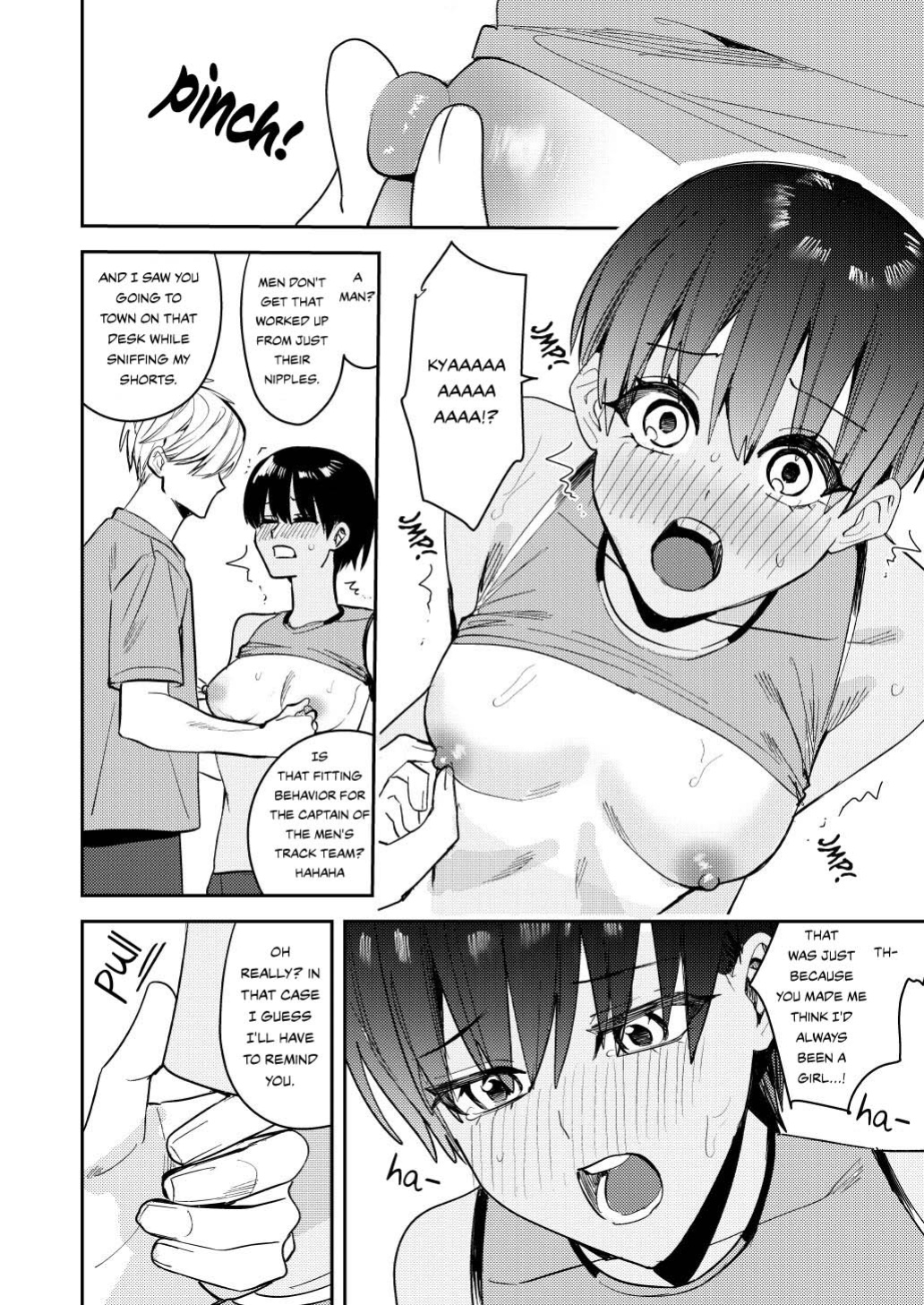 [Amuai Okashi Seisakusho (Betty)] Rikujoubu no Ore ga Onna ni sarete Kairaku ni Ochiteiku Ohanashi | How I Was Turned Into A Woman, Left The Track Team, And Became A Slut {Sankaku Scans}