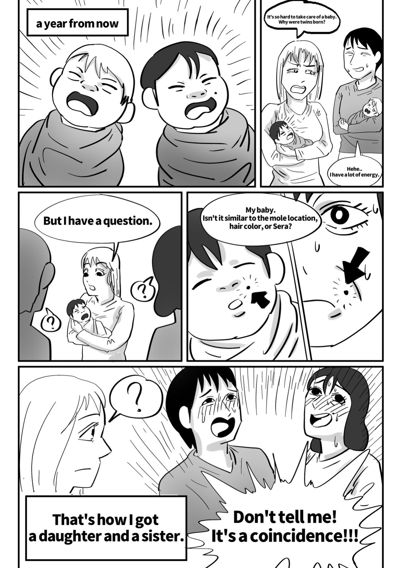 Exploration of the mother's uterus (1-7){by inside}