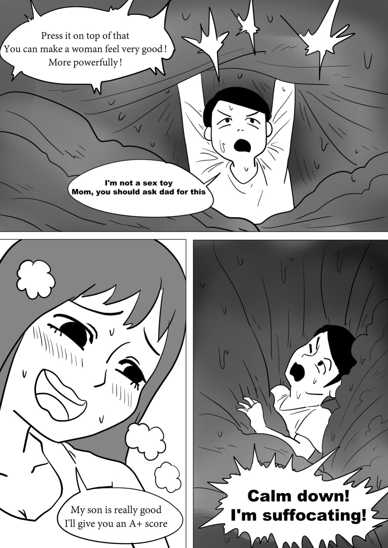 Exploration of the mother's uterus (1-7){by inside}
