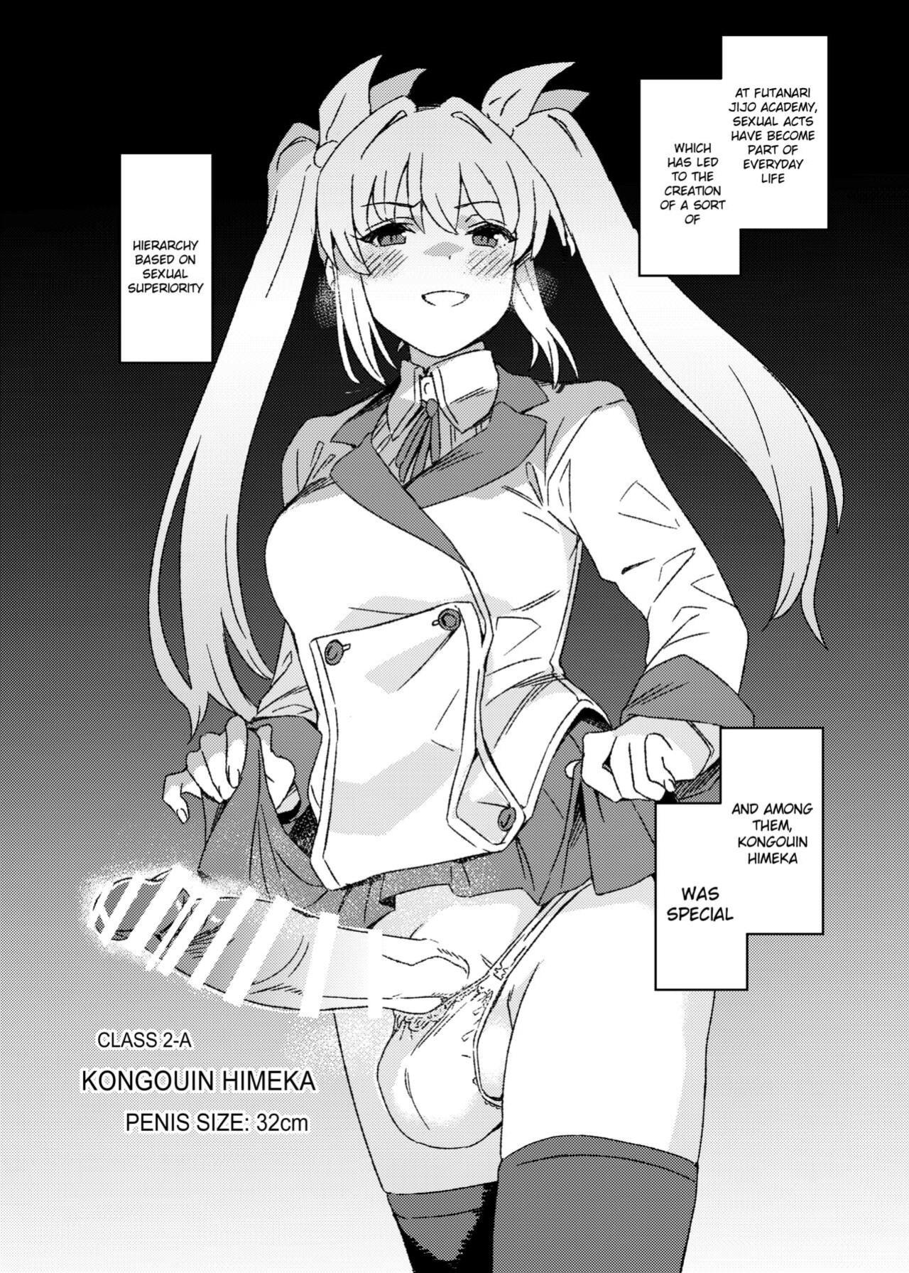 [Suimitsutou Koubou (Momo no Suidousui)] Futanari Jijo Gakuen Gakunai Report