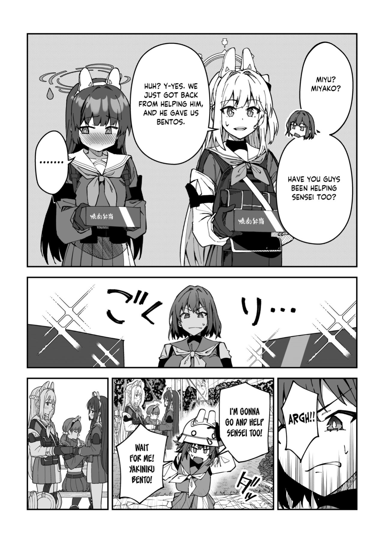 [Syunichi Kansuu (Syunichi)] Yokujou Usagi no Shokushou Choutatsu Sakusen | Lusty rabbit's mission to secure food supply (Blue Archive) [Tea Party Scans]