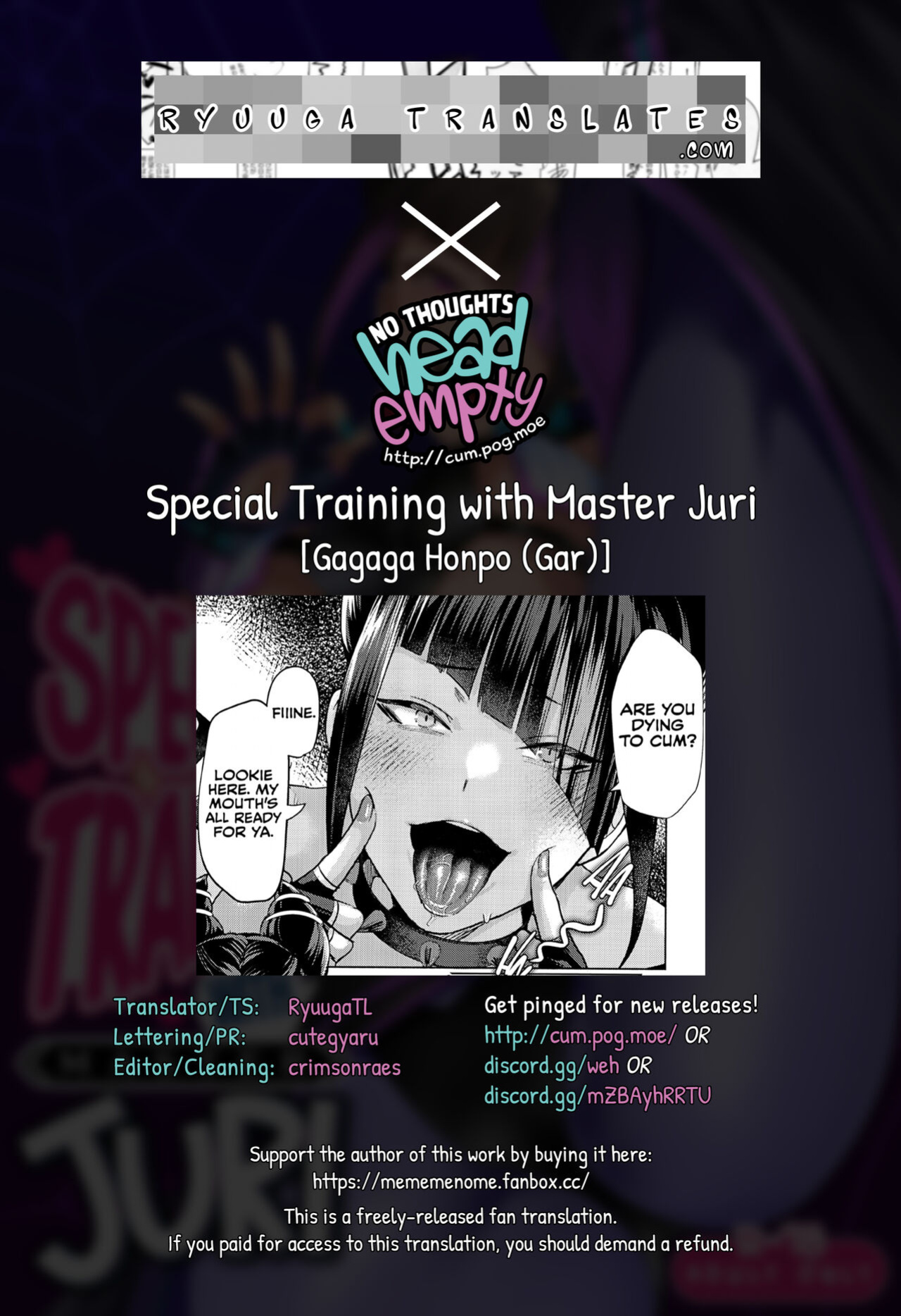 (C102) [Gagaga Honpo (Gar)] Juri Shishou ni Tokkun Shite Morau Hon | Special Training With Master Juri (Street Fighter) [RyuugaTL & head empty]