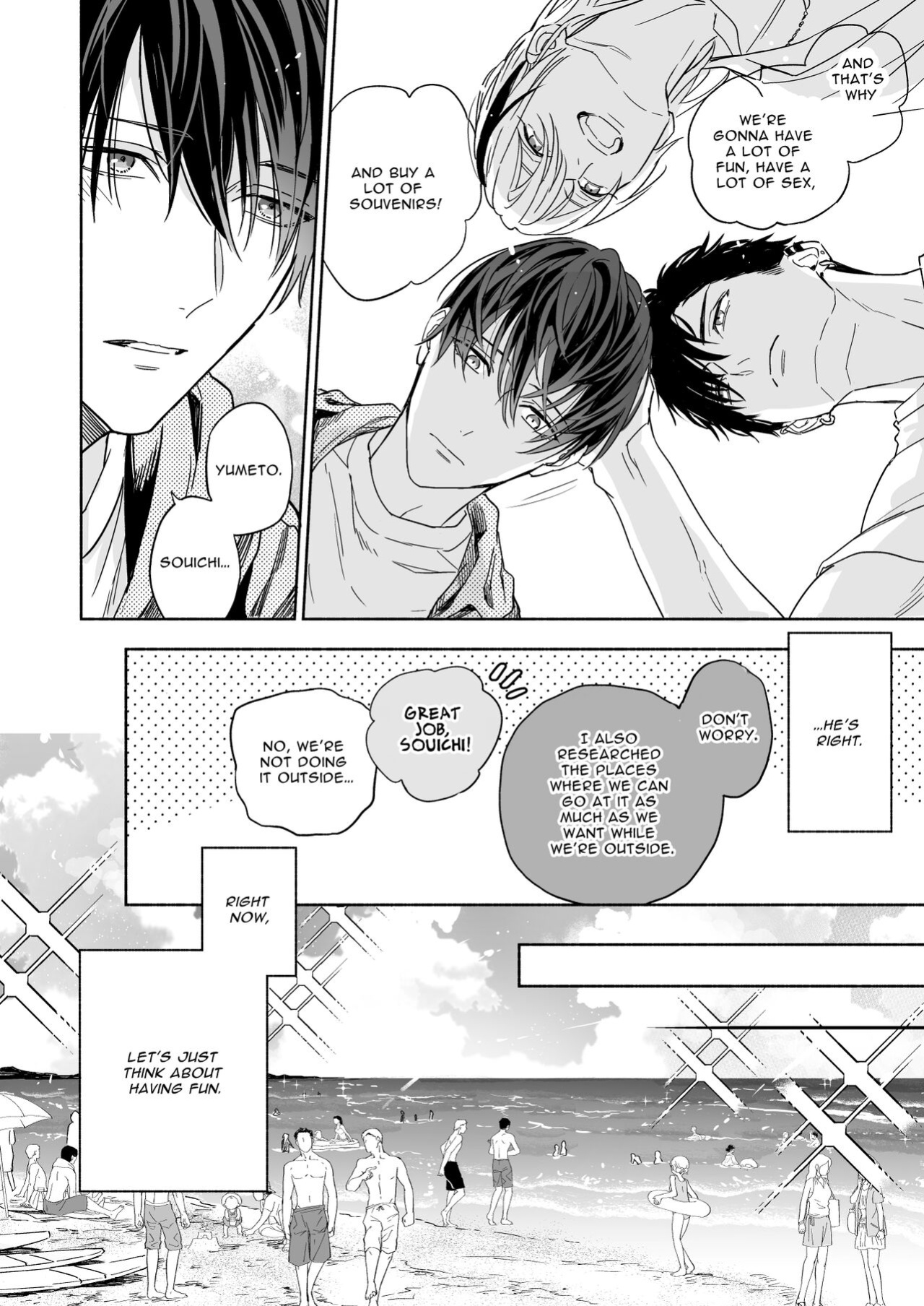 [NS (Nabara Shouko)] Tachi to Neko Docchi ga Ii no? | Top or Bottom? 3 ~Vacation 3-way Sex~