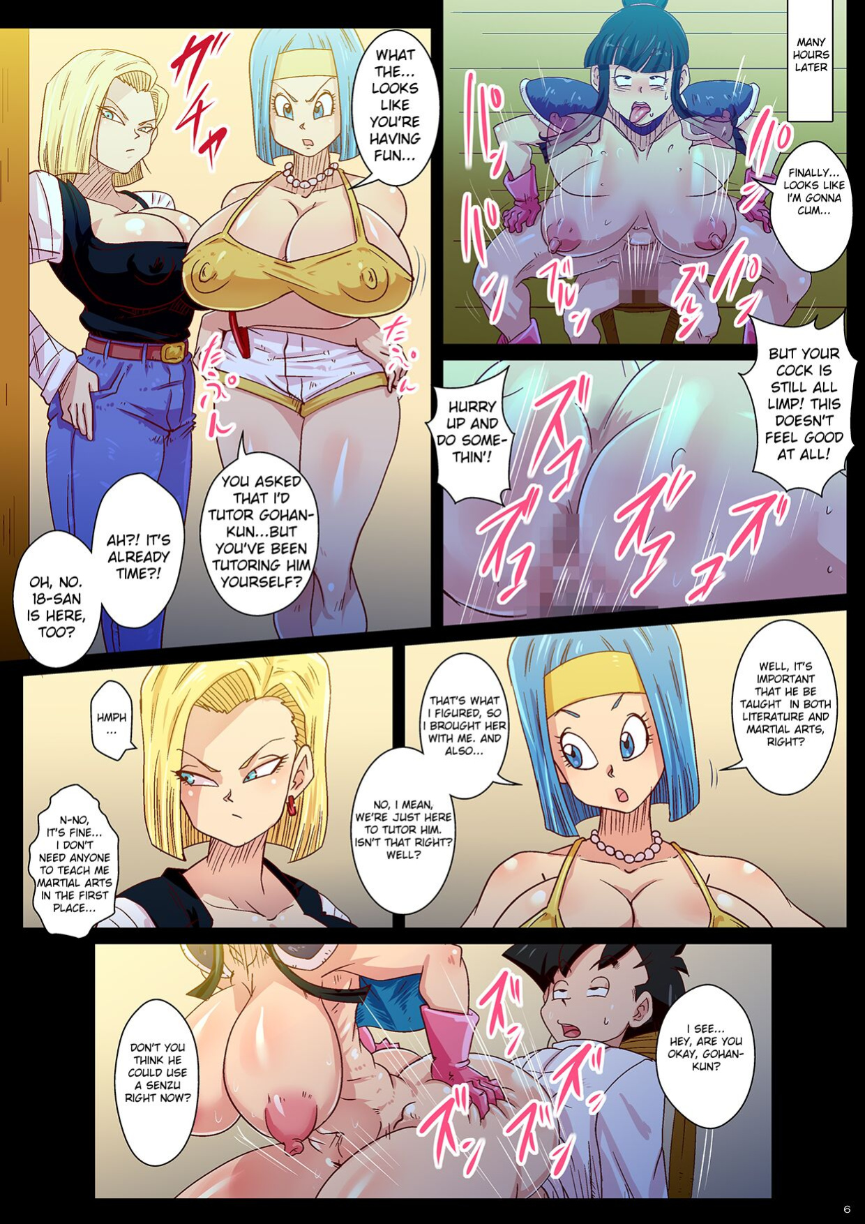 [Yuzuponz (Rikka Kai)] Gohan no Seiyoku Control Chou Tokkun Katei Kyoushi wa Buruma to 18-gou | Gohan's Special Training to Control His Sexual Desire with Bulma and No.18 as His Tutors (Dragon Ball Z) [greengrasstree]