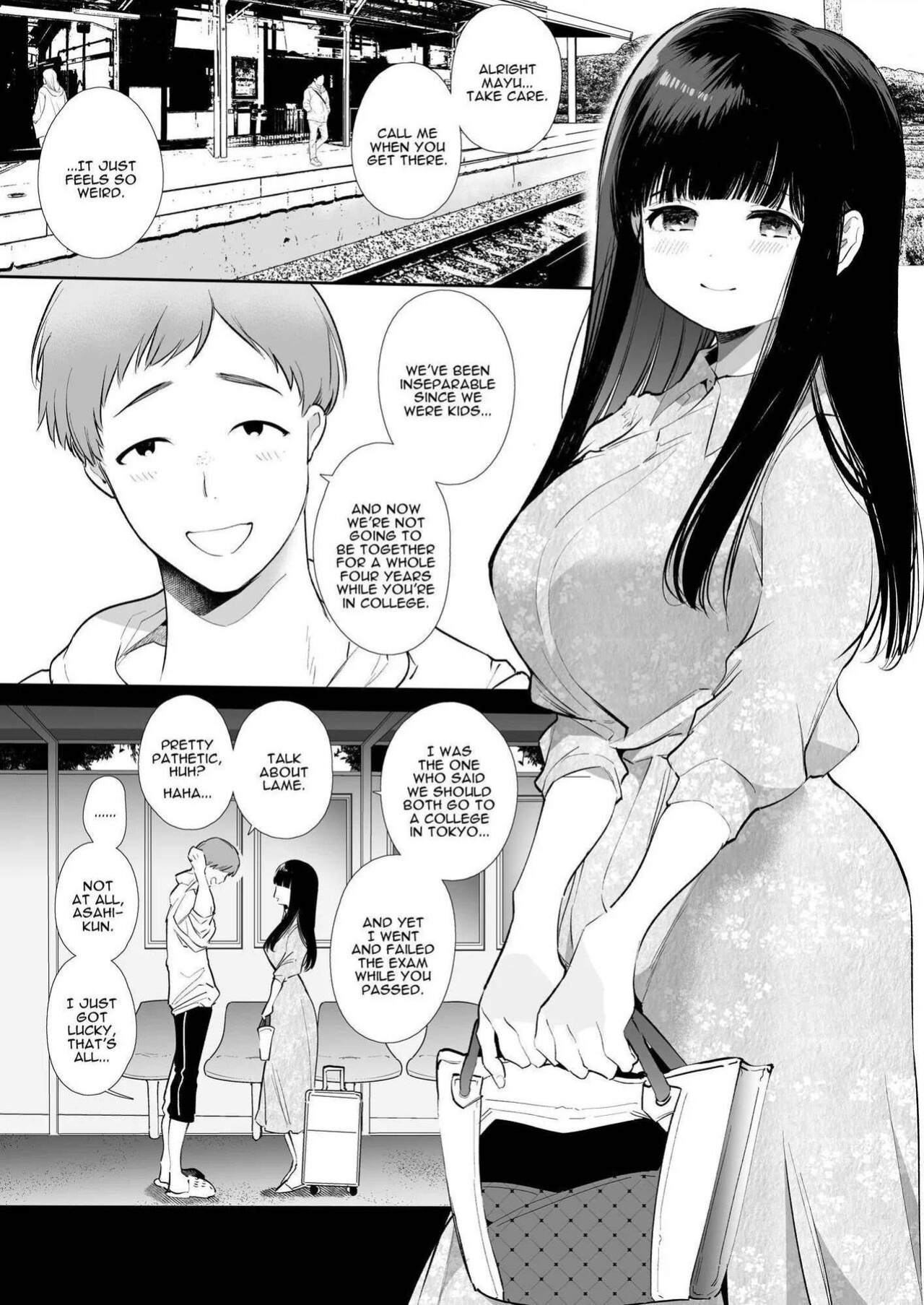 [Yatomomin (Yamamoto Tomomitsu)] Mayu-chan NTR ~Daigaku Shingaku no Tame Joukyou Shita Kanojo ga Onzoushi ni Tsukamari Dekiai Sarete Shimatta~ | Mayu-chan NTR ~Big Dick in the Big City~
