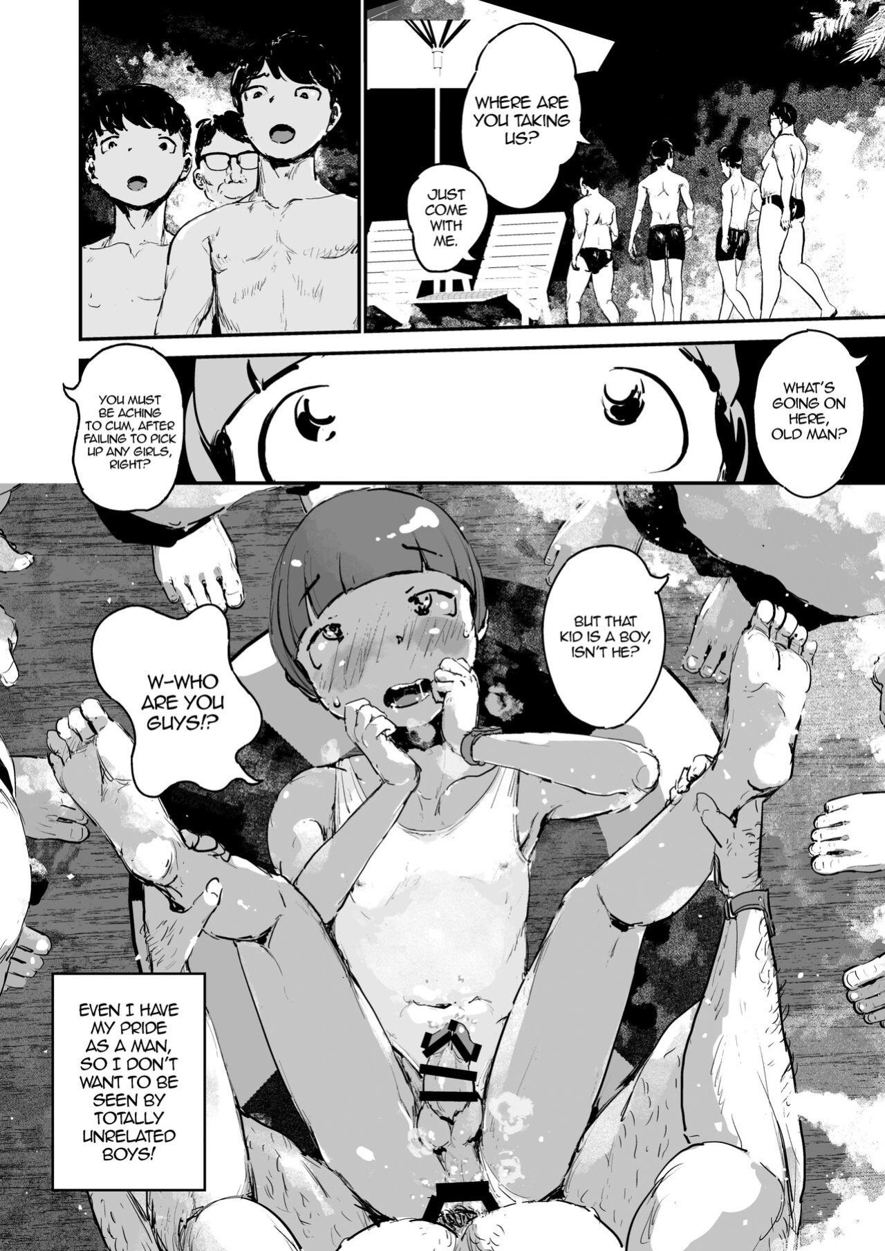 [Three Parts (Sanbu Kousaku)] Otokonoko Night Pool {Chin²}