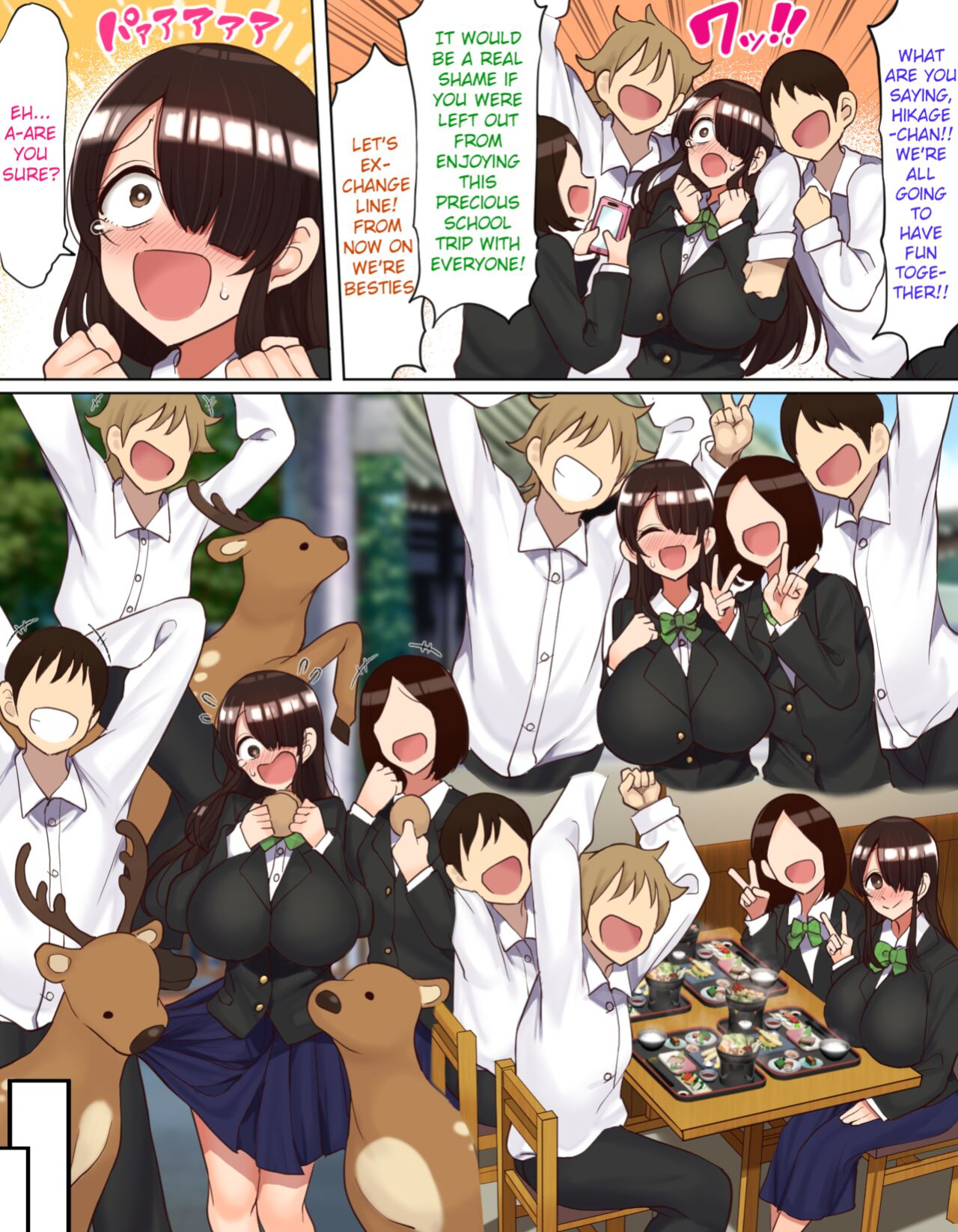 Gloomy-Chan ended up in a lively group on a school trip!