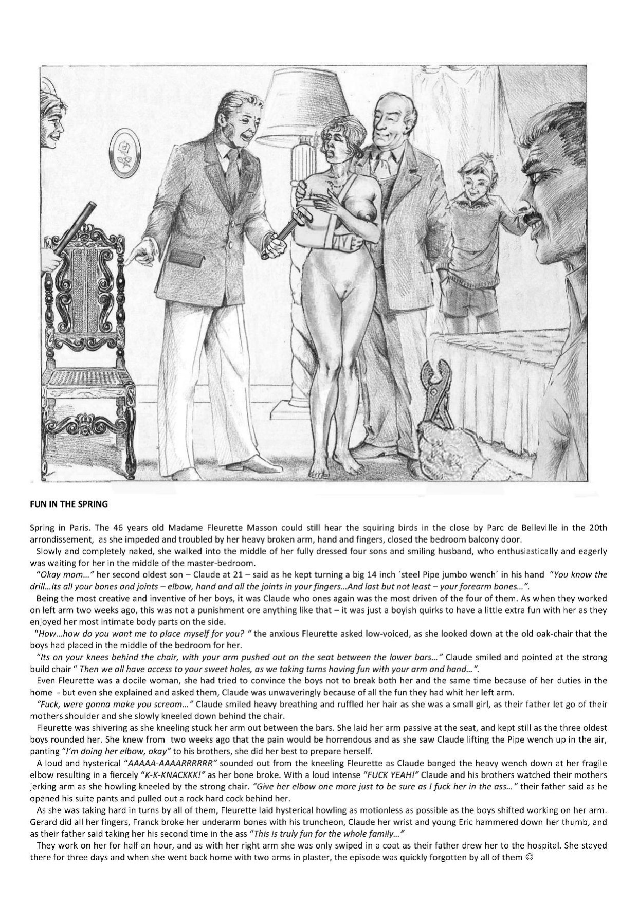 Joseph Farrel Re-drawings with text "Housewives in despair 3"