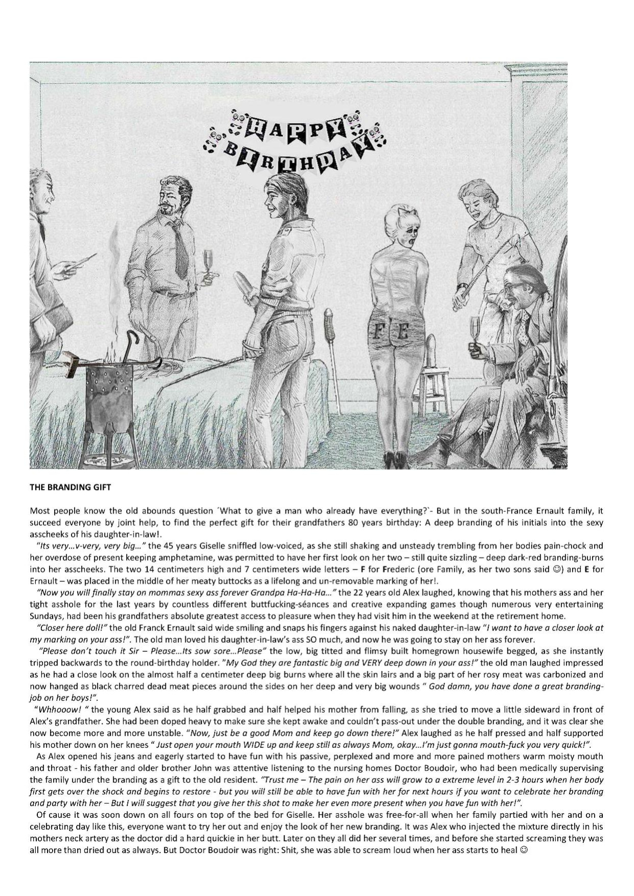 Joseph Farrel Re-drawings with text "Housewives in despair 3"