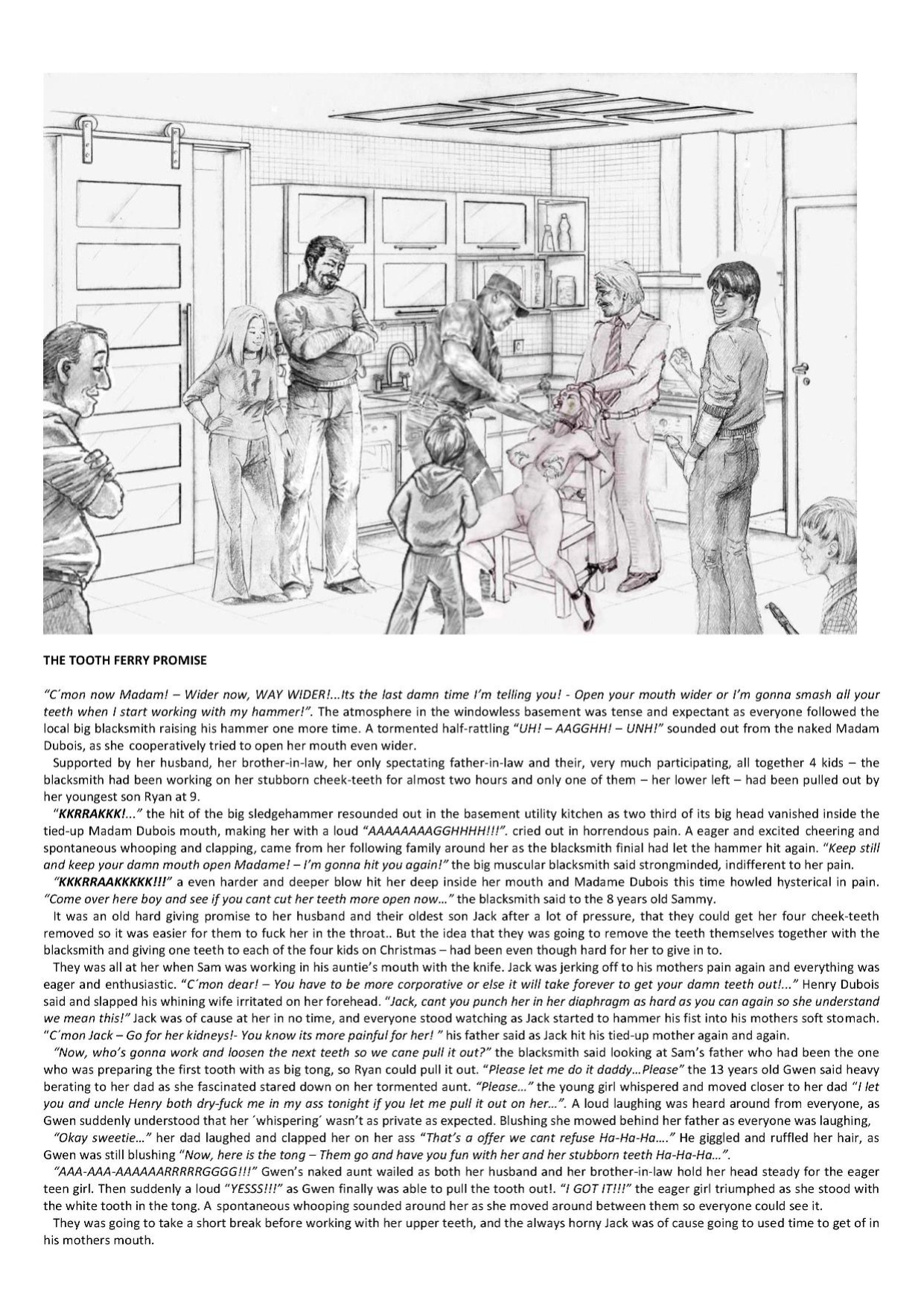 Joseph Farrel Re-drawings with text "Housewives in despair 3"