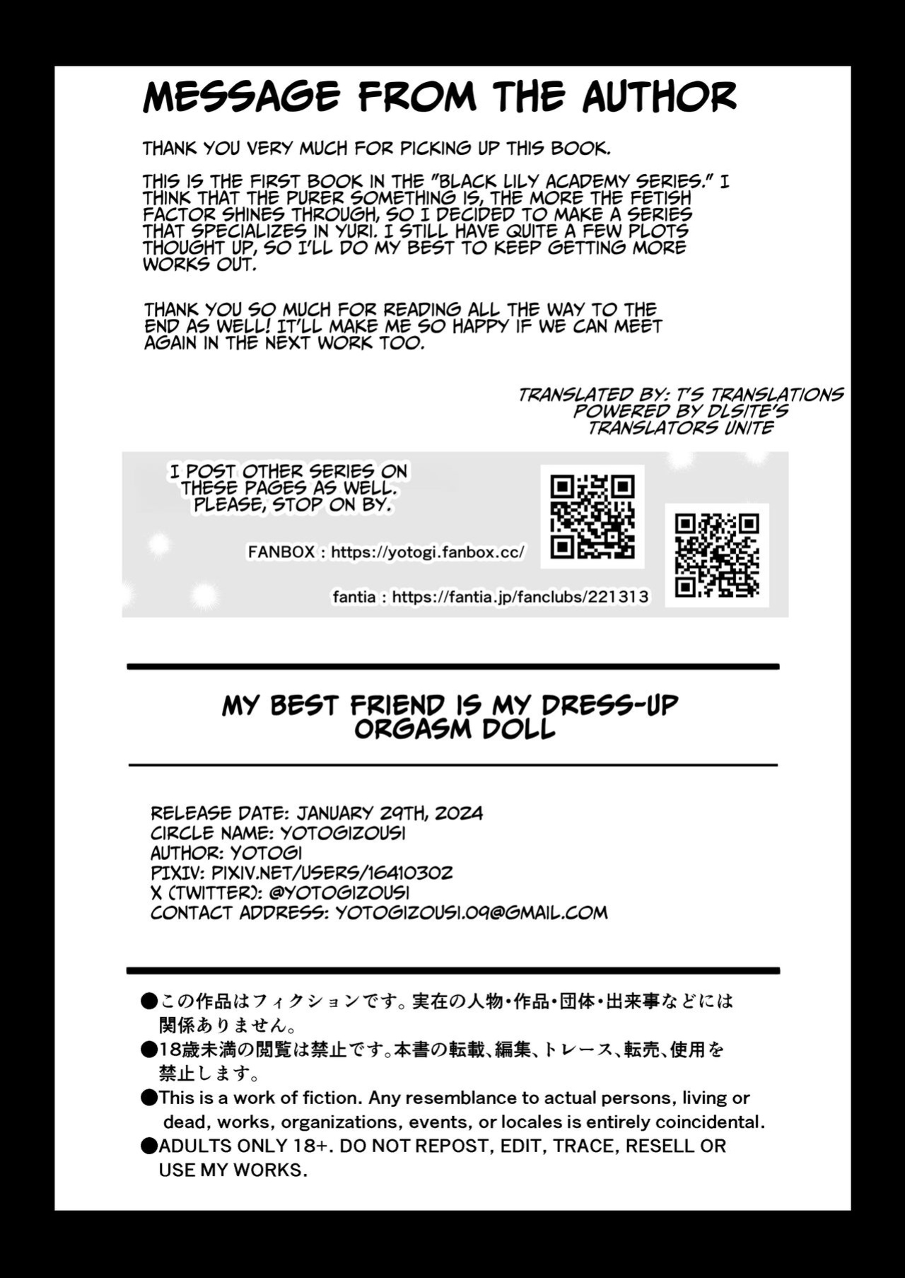 [Yotogizousi (Yotogi)] Shin-yu wa Watakushi no Kisekae Akume Ningyo | My Best Friend Is My Dress-up Spine-arching Orgasm Dolly [T's Translations]