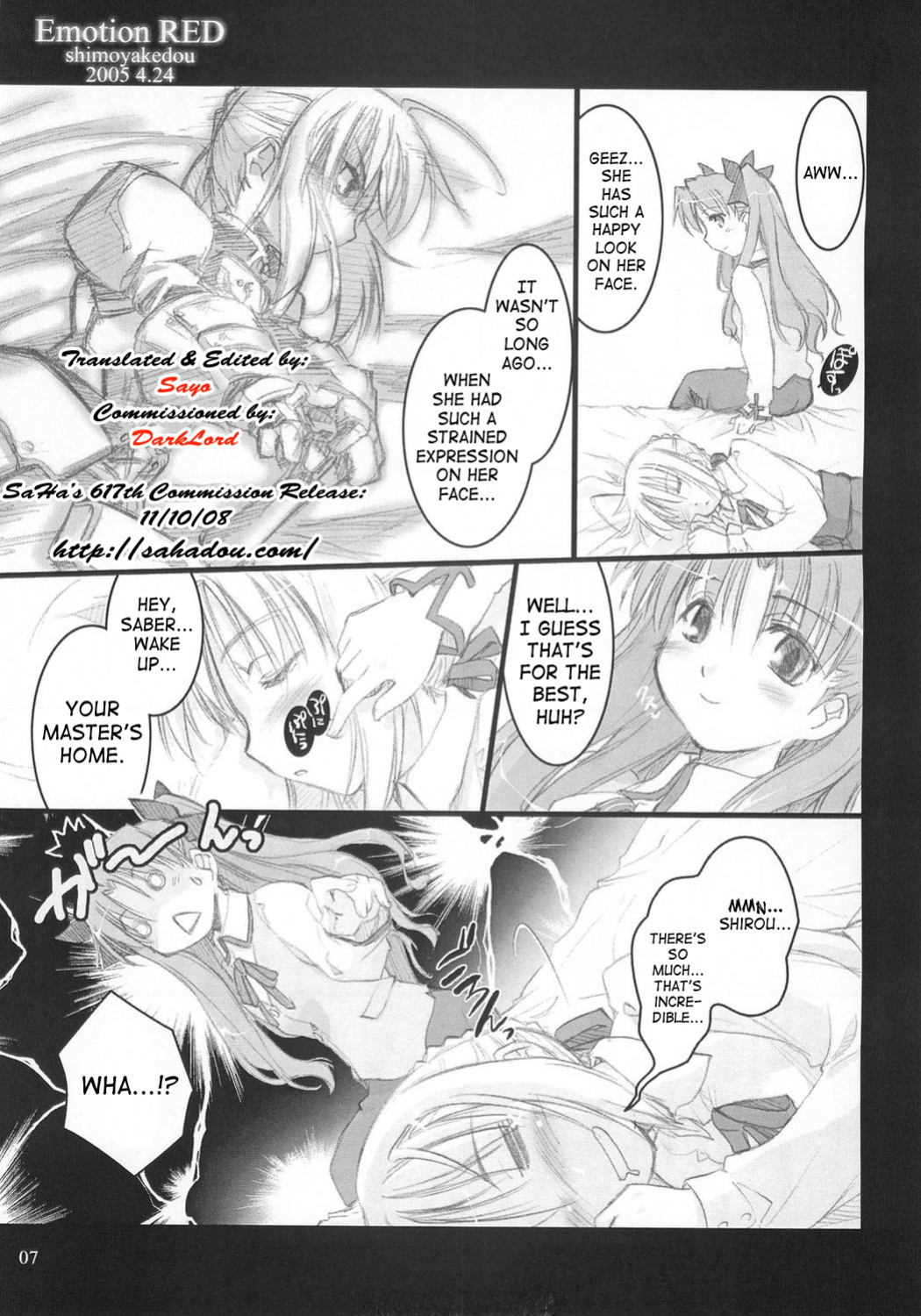 (CR37) [Shimoyakedou (Ouma Tokiichi)] Emotion RED (Fate/stay night) [SaHa]