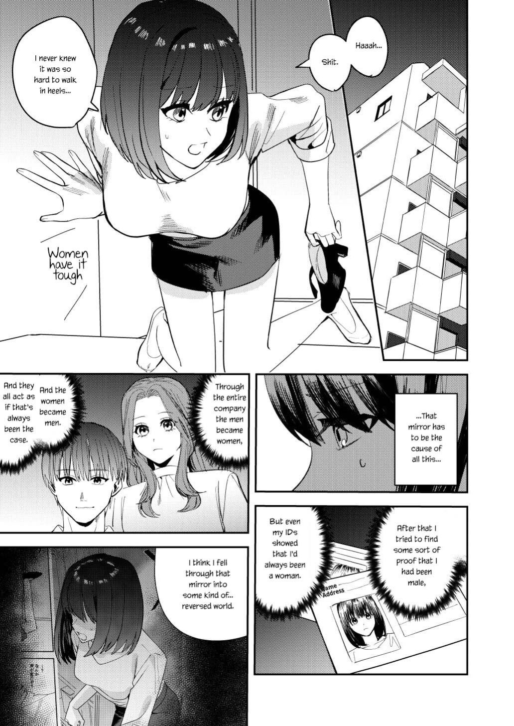 [TSF Mousou Chikusekijo (Minaduki Nanana, Betty)] Ore wa Kagami no Kuni de Onna ni Kawaru ~Seibetsu Hanten Sekai de Onna no Kaikan o Musaboru Hanashi~ {Sankaku}