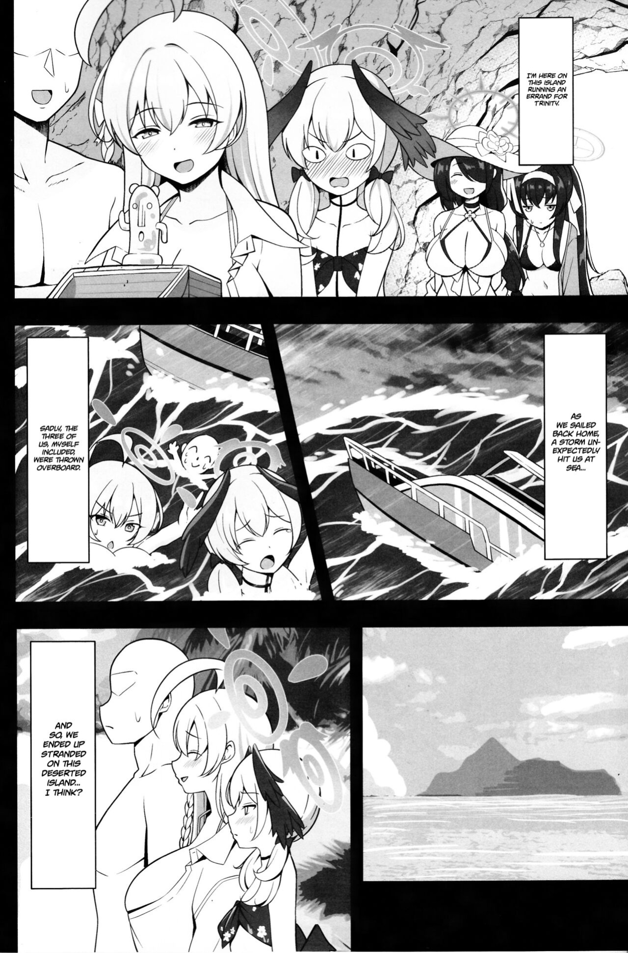 (C103) [Nekolovelandou (Nekojima)] Hanako to Koharu o Mujintou de Haramaseru Hon | Impregnating Hanako and Koharu in a Deserted Island (Blue Archive) [Project Valvrein]