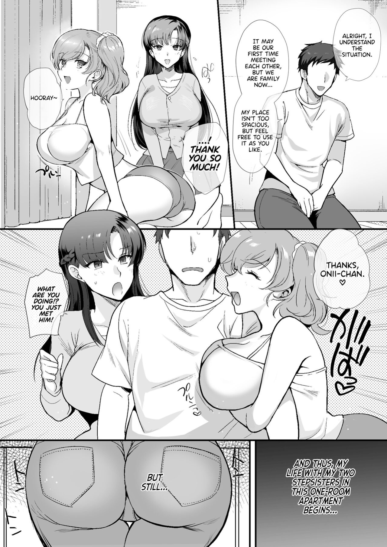 [Aomizuan (Kirimoto Yuuji)] Erosugiru Doukyonin ~ Dosukebe Shimai to 1K Doukyo Seikatsu ~ | My Roommates Are Way Too Lewd ~Living in a One-Room Apartment With Two Perverted Sisters~ {RedLantern}