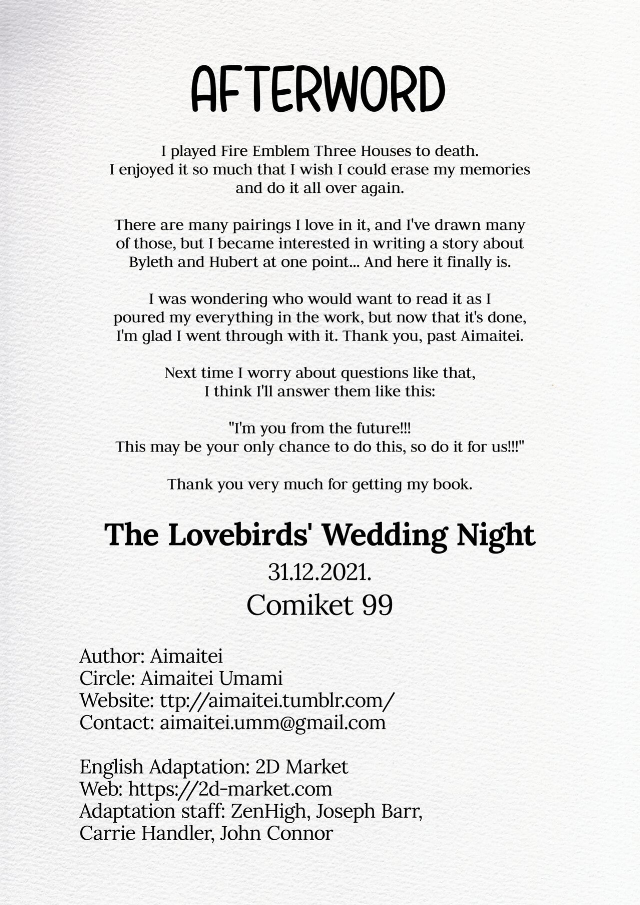 [Aimaitei (Aimaitei Umami)] Hiyoku Renri no Shoya | The Lovebirds' Wedding Night (Fire Emblem: Three Houses)