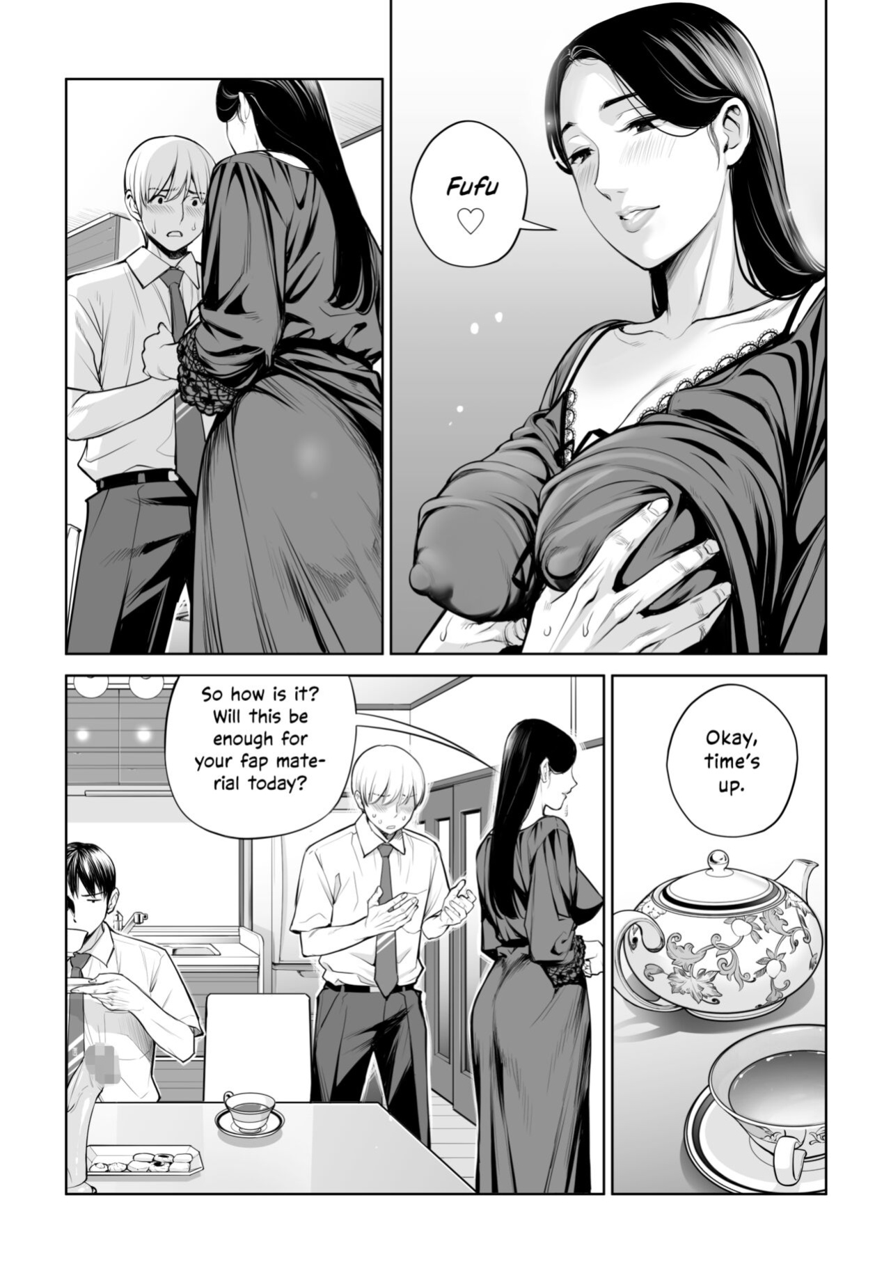 [HGT Labo (Tsusauto)] Kurokami Onna no Fudeoroshi ~Himitsu no Heya de Nakadashi Sasete Ageru wa~ [Vivid Rabbit Translation]