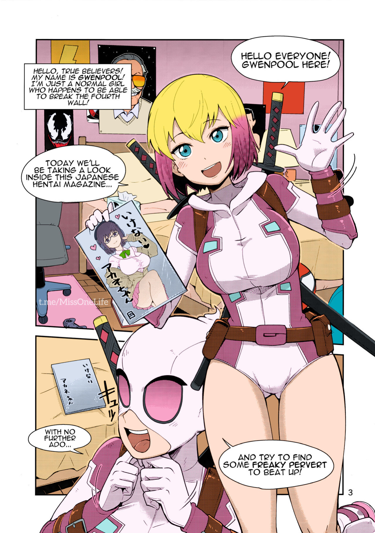 (C95) [Kotau (Bowieknife)] Gwenpool Ecchi na Sekai ni Ojama Shima~su | Gwenpool (Jumping Into an Indecent World) (Gwenpool) [Colorized MissOneLife]