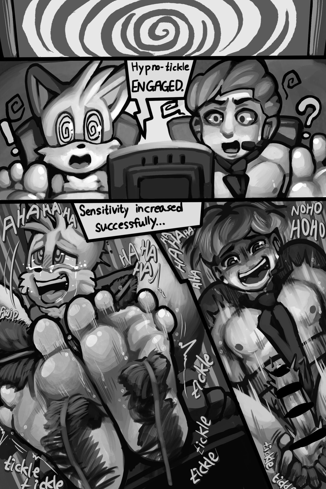 [Twomario] Tails And Murate Employee Going Through Hypno Tickling