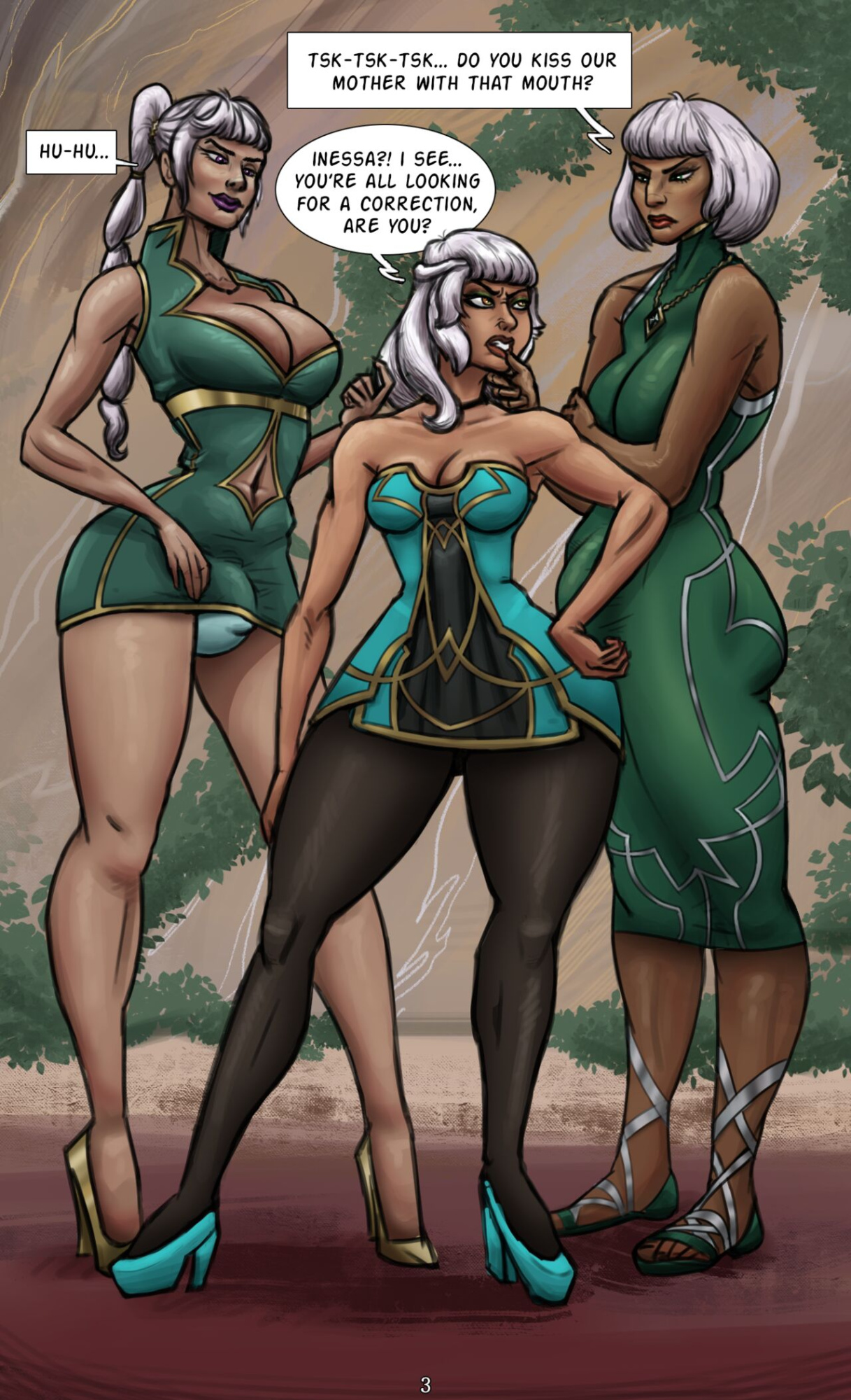 [Apoduomai] Qiyana, Inessa & Izela: Know your plase, sister (League of Legends) (short comic)