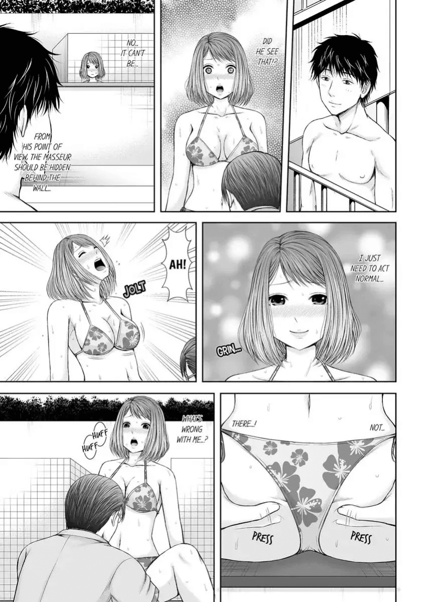 [Icelatte] Seitraishi ni Jirasare Tsuzuketa Tsuma ~Otto ni wa Ienai Nureiki Massage 1-3 | A Wife who Gets Teased Continually by a Masseur ー A Massage that Makes Me Cum Behind My Husband’s Back 1-3