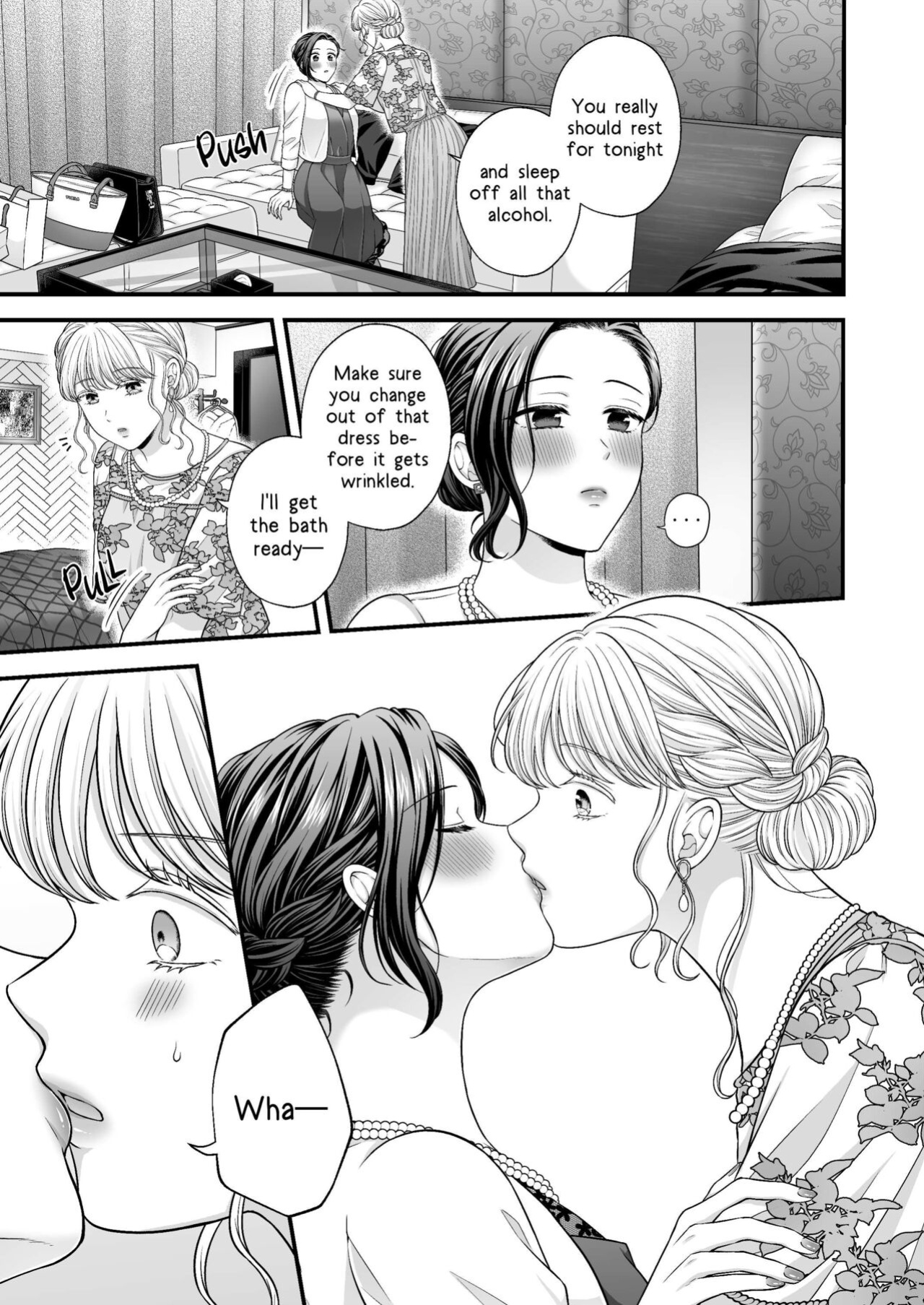 [Tabehoudai (Namaniku)] Kekkonshiki Kaeri no Yoru | Night After Party [YURI HUB PLUS]