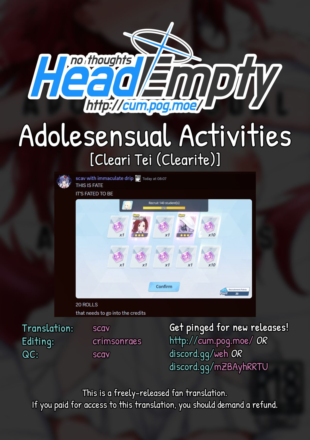 (C103) [Cleari Tei (Clearite)] Seishun Katsudou | Adolesensual Activities (Blue Archive) [head empty]