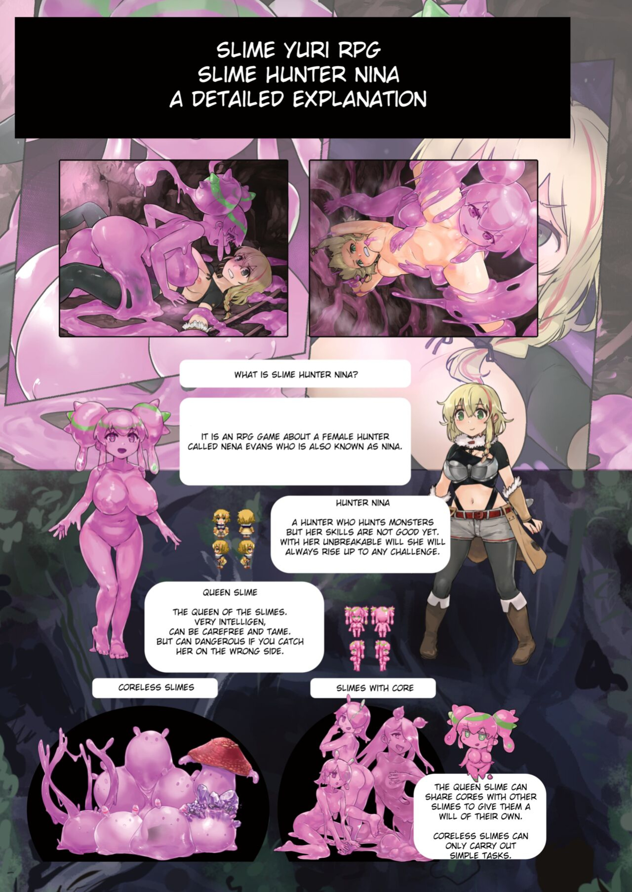 [Slime Yuriverse (Sharia, Aimitsu)] Slime Hunter Nina no Juhon (Fa Zin) Vol.1 | Slime Hunter Nina's Cursed Book (Fanzine) Vol.1