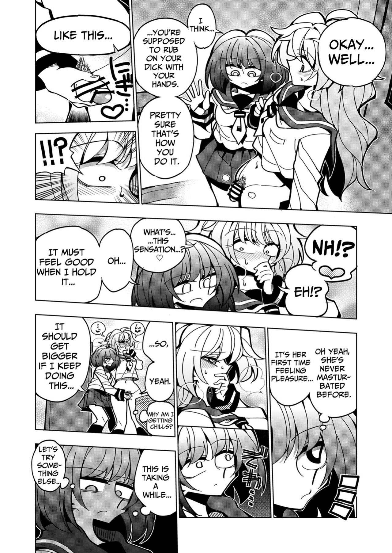[7 Colored LED (Nekonso)] Shizuku to Shiori If (Zenpen) -5-ka de Oboeru! Futanari Onanie no Susume | Shizuku & Shiori ~It's Up to Me To Service Futanari-modified Senpai!~ [Pink Glass TL]