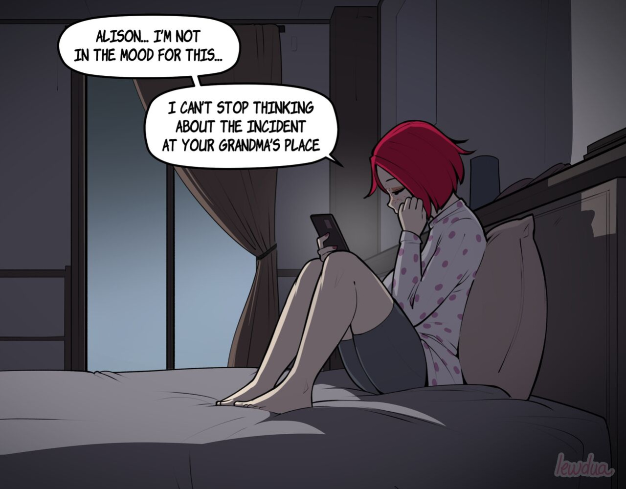 [Lewdua] Alison Watching Movie At Night