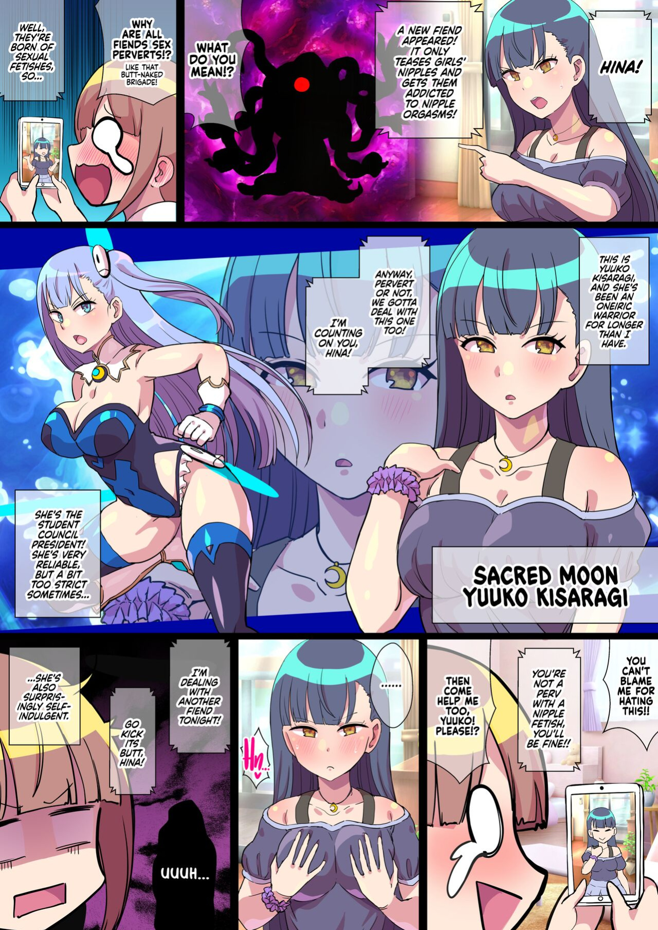 [Kleitos (Ryunosuke)] Mugen Senki Sacred Twin -Taiketsu! Chikubi Ijiri Kaijin!! Watashi Cliha Nandesu kedo!?- | Sacred Twins