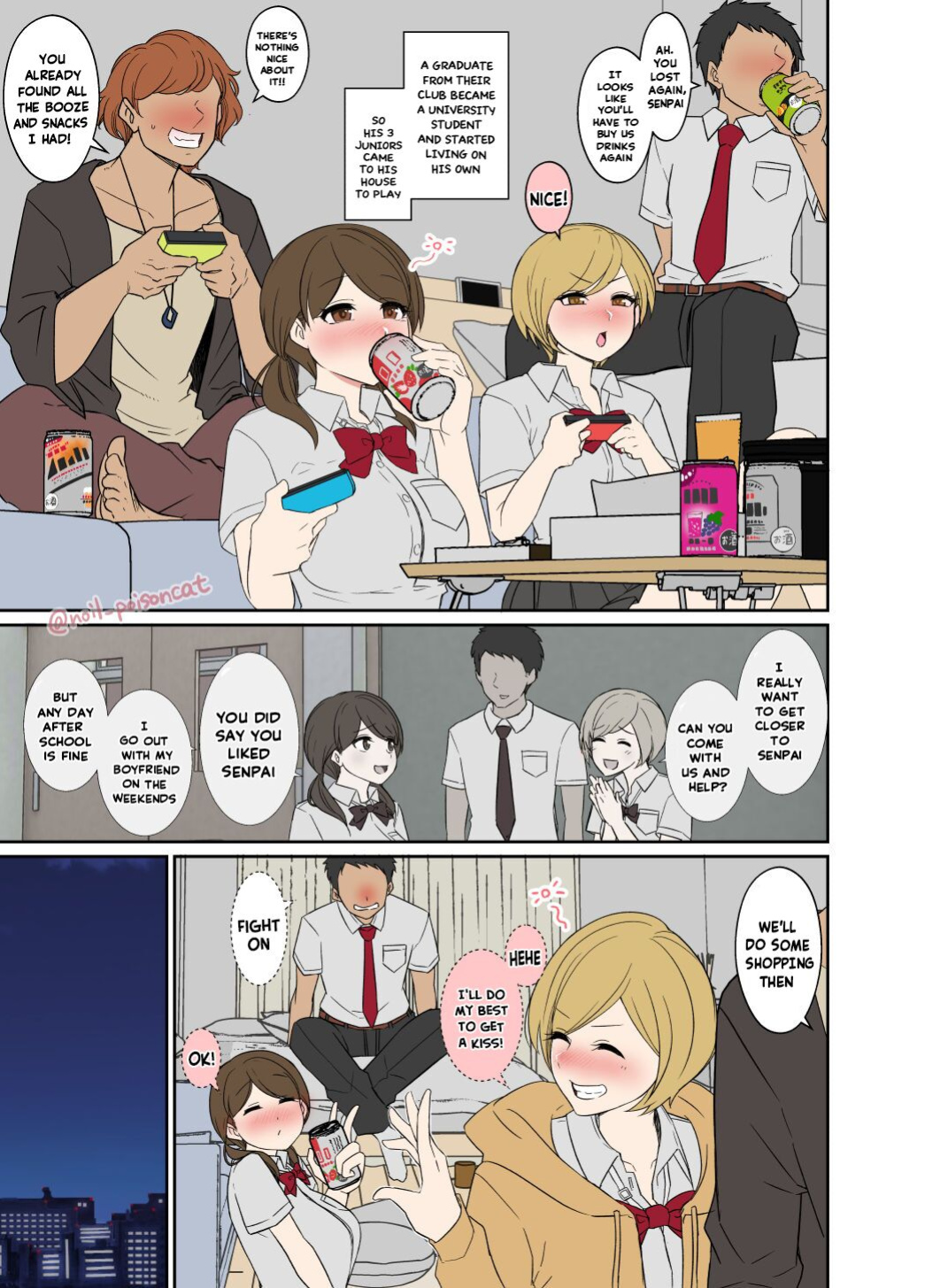 [Dokuneko Noil] Senpai no Ie de Deisui shita Onnanoko-tachi no Hanashi [Hikarinokaze]