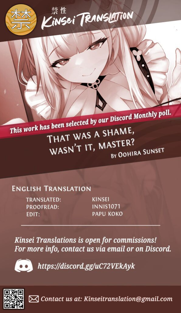 [Mata Ashita. (Oohira Sunset)] Zannen deshita ne Goshujin-sama | That Was a Shame, Wasn’t It, Master? (Azur Lane) [Kinsei Translations]