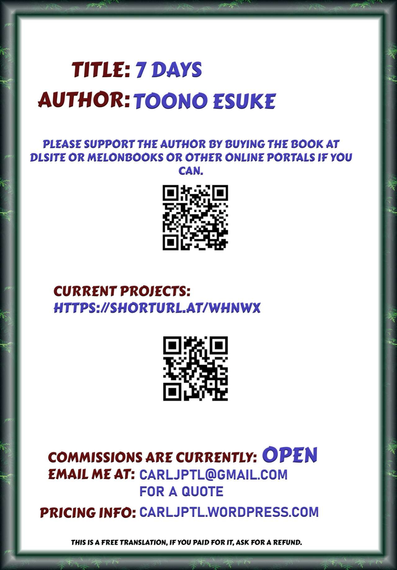 7days by Toono Esuke