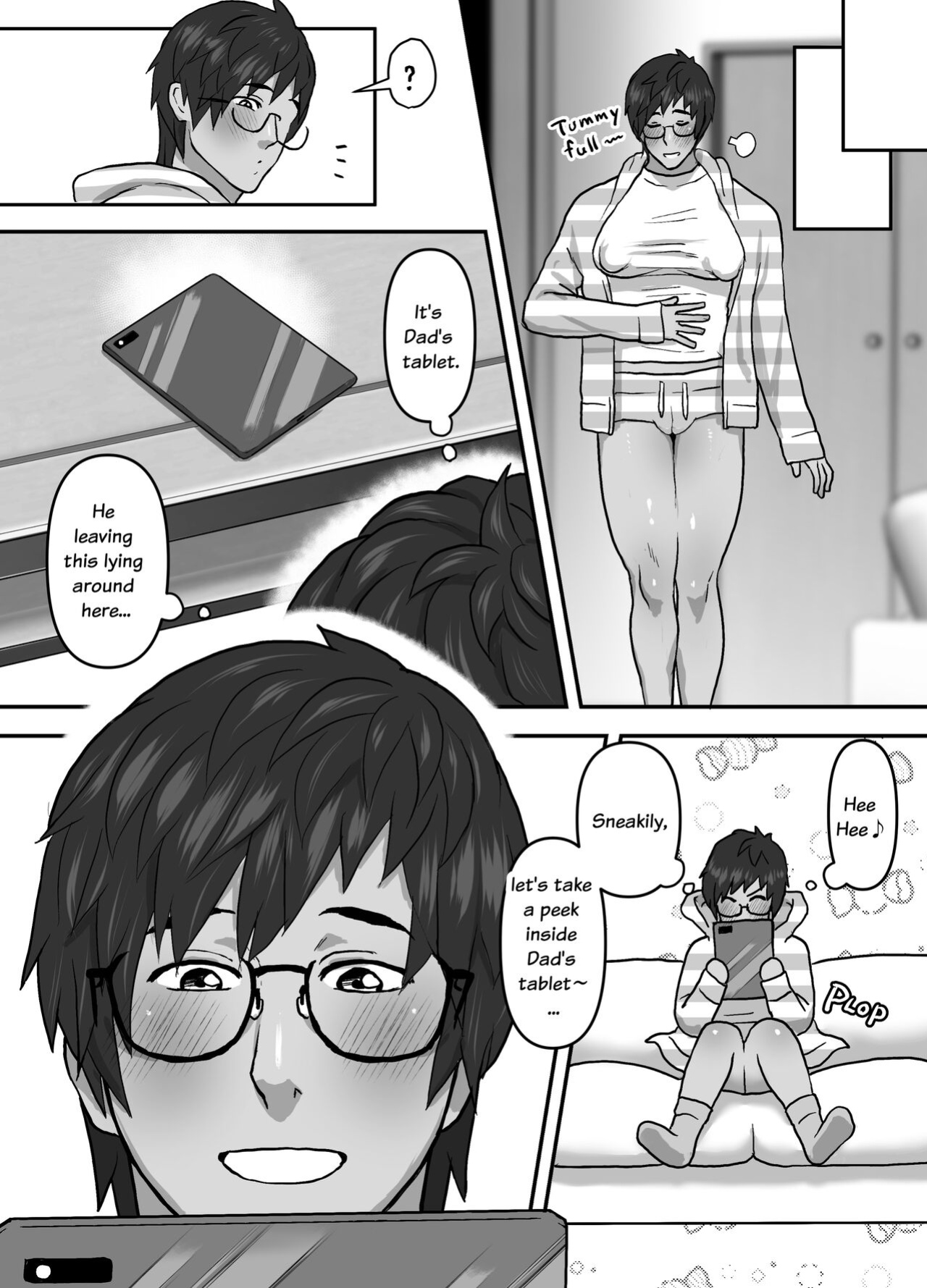 [Onoko Ya Honpo (Kamiwo Akira)] Watching Porn Videos Alone with my Dad