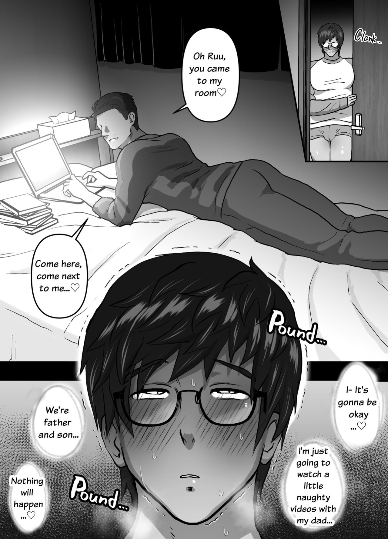 [Onoko Ya Honpo (Kamiwo Akira)] Watching Porn Videos Alone with my Dad