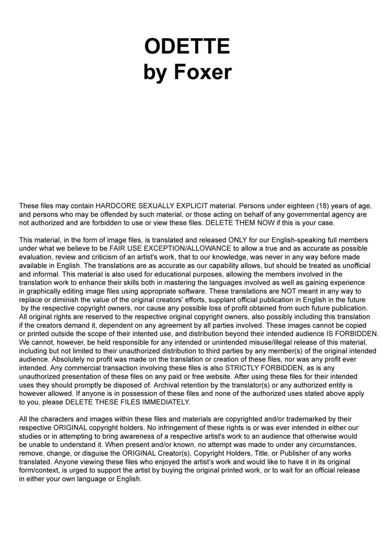 [Foxer (Loic Foster)] Odette {Loops}