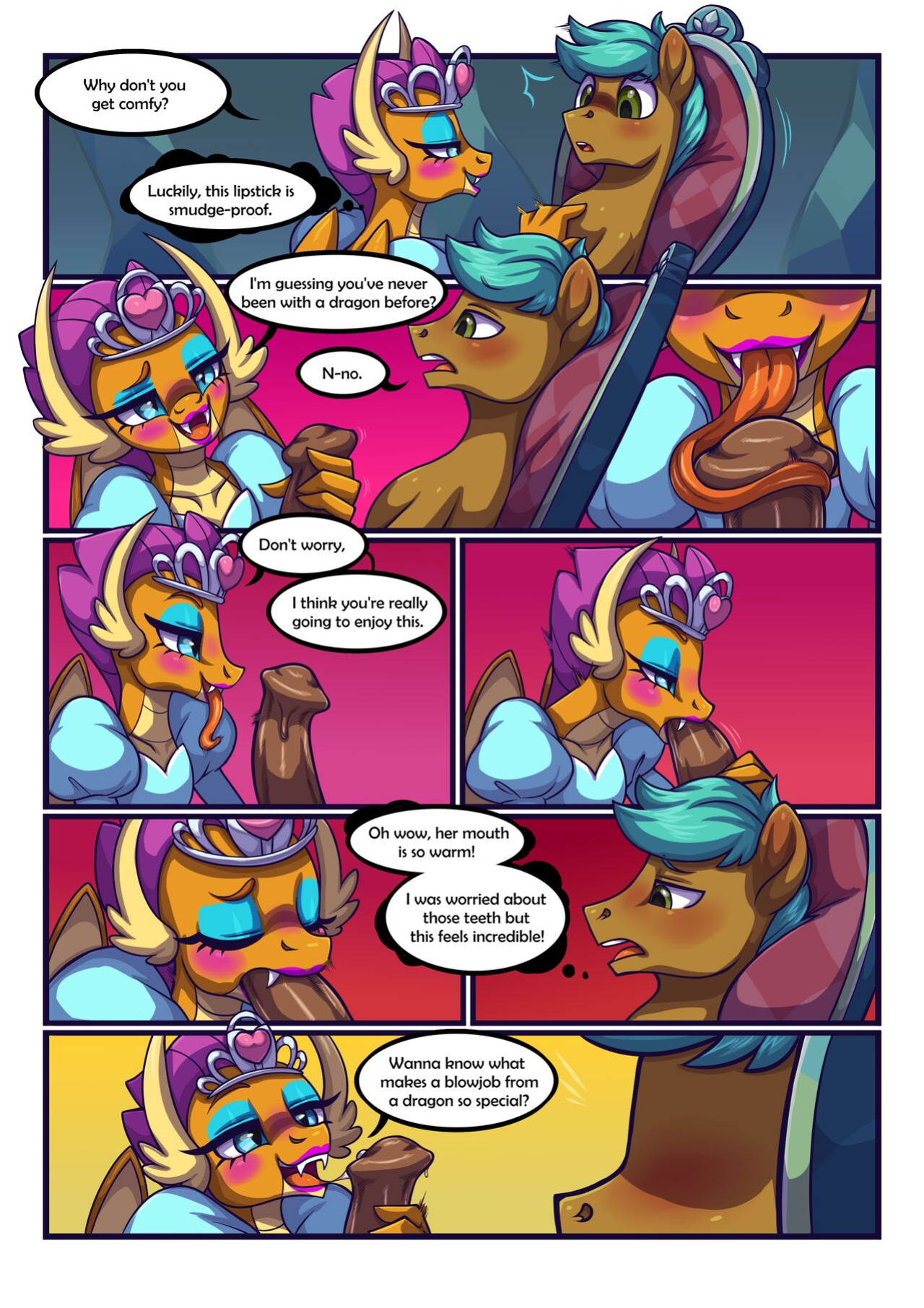 [Moonseeker(SketchySkylar)] tea party Smolder x OC comic
